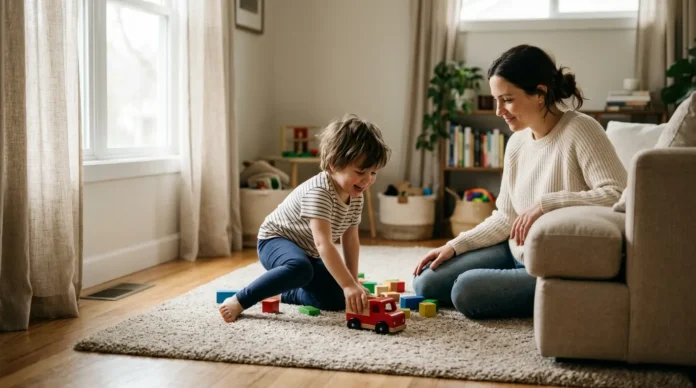 Parent observing child behavior at home before consulting a doctor about blood tests for ADHD evaluation in children.